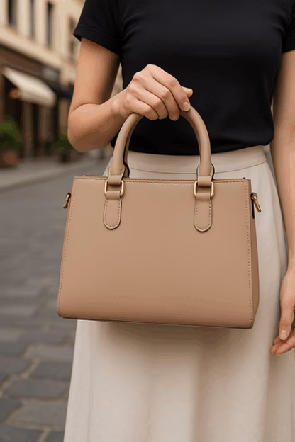 Cream Structured Handbag for Women – Elegant & Everyday (10.5" x 8.5") - Image 2
