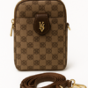Mini Monogram Phone Sling Bag – Brown & Gold Crossbody (6" x 7.5") - Image 2