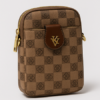 Mini Monogram Phone Sling Bag – Brown & Gold Crossbody (6" x 7.5")