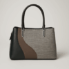 Tri-Tone Handbag for Women – Black, Grey & Brown Elegance (10" x 7.5")