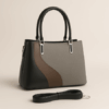 Tri-Tone Handbag for Women – Black, Grey & Brown Elegance (10" x 7.5") - Image 4