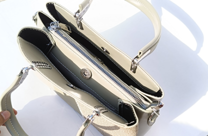 Stylish Beige & Olive Handbag for Women – Classy & Compact (10" x 7.5") - Image 2