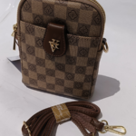 Mini Monogram Phone Sling Bag – Brown & Gold Crossbody (6″ x 7.5″)