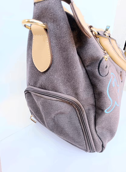 Cute Grey Duffle Bag with Doodle Print – Oversized & Fun (23" x 13.5") - Image 3