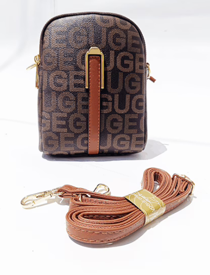 Mini Logo Print Sling Pouch – Brown & Bold (7.5" x 6") - Image 3
