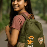 Trendy Green & Brown Backpack for Women – Cute & Spacious (13″ x 13.5″)