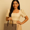 Classic Brown Checkered Tote Bag – Elegant & Everyday (14" x 13") - Image 2
