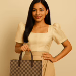 Classic Brown Checkered Tote Bag – Elegant & Everyday (14″ x 13″)