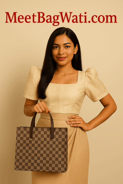 Classic Brown Checkered Tote Bag – Elegant & Everyday (14" x 13") - Image 2