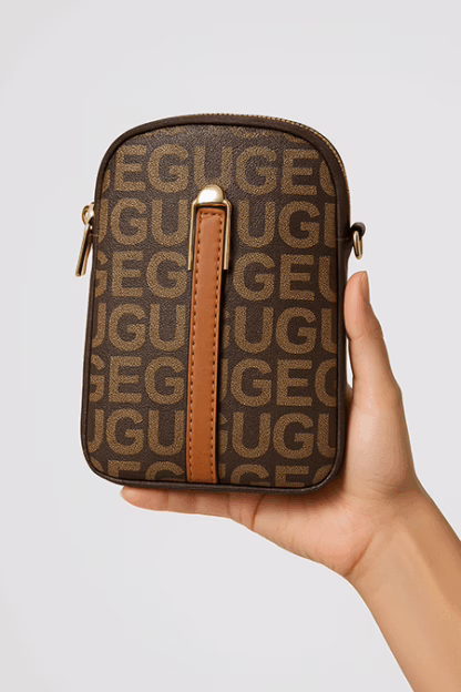 Mini Logo Print Sling Pouch – Brown & Bold (7.5" x 6")