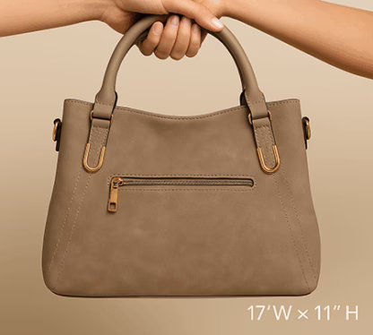 Taupe Suede Handbag for Women – Minimal & Elegant (17" x 11") - Image 3