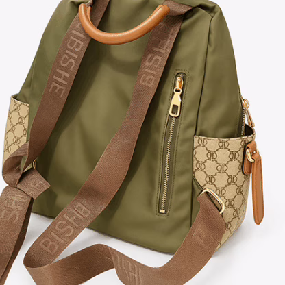 Trendy Green & Brown Backpack for Women – Cute & Spacious (13" x 13.5") - Image 3