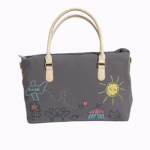 Cute Grey Duffle Bag with Doodle Print – Oversized & Fun (23″ x 13.5″)