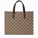Classic Brown Checkered Tote Bag – Elegant & Everyday (14″ x 13″)