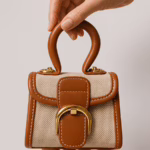 Mini Woven Top Handle Bag – Cute & Compact with Brown Trim (5.5″ x 5.5″)