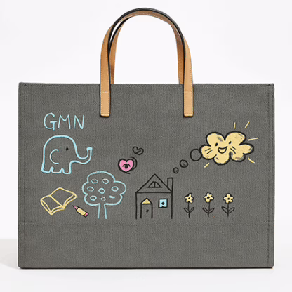 Grey Doodle Tote Bag for Women – Artsy & Spacious (16" x 12")