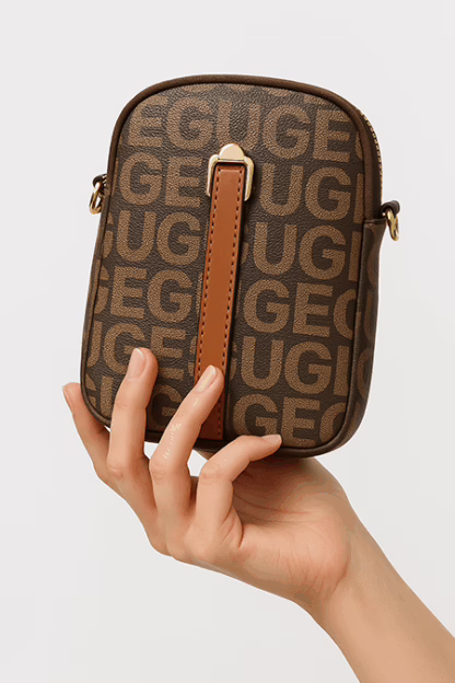 Mini Logo Print Sling Pouch – Brown & Bold (7.5" x 6") - Image 4