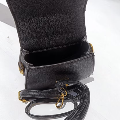 Mini Black Structured Handbag – Luxe Look, Compact Size (6" x 5") - Image 4