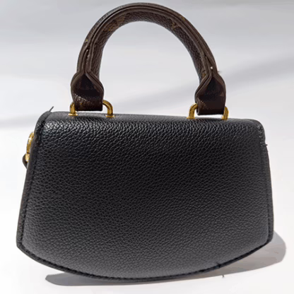 Mini Black Structured Handbag – Luxe Look, Compact Size (6" x 5") - Image 5