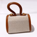 Mini Woven Top Handle Bag – Cute & Compact with Brown Trim (5.5″ x 5.5″)